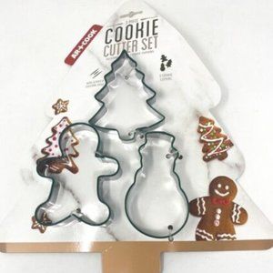 Ar+cook Christmas Cookie Cutter Set 3 Piece Stainless Steel Gingerbread, Snowman